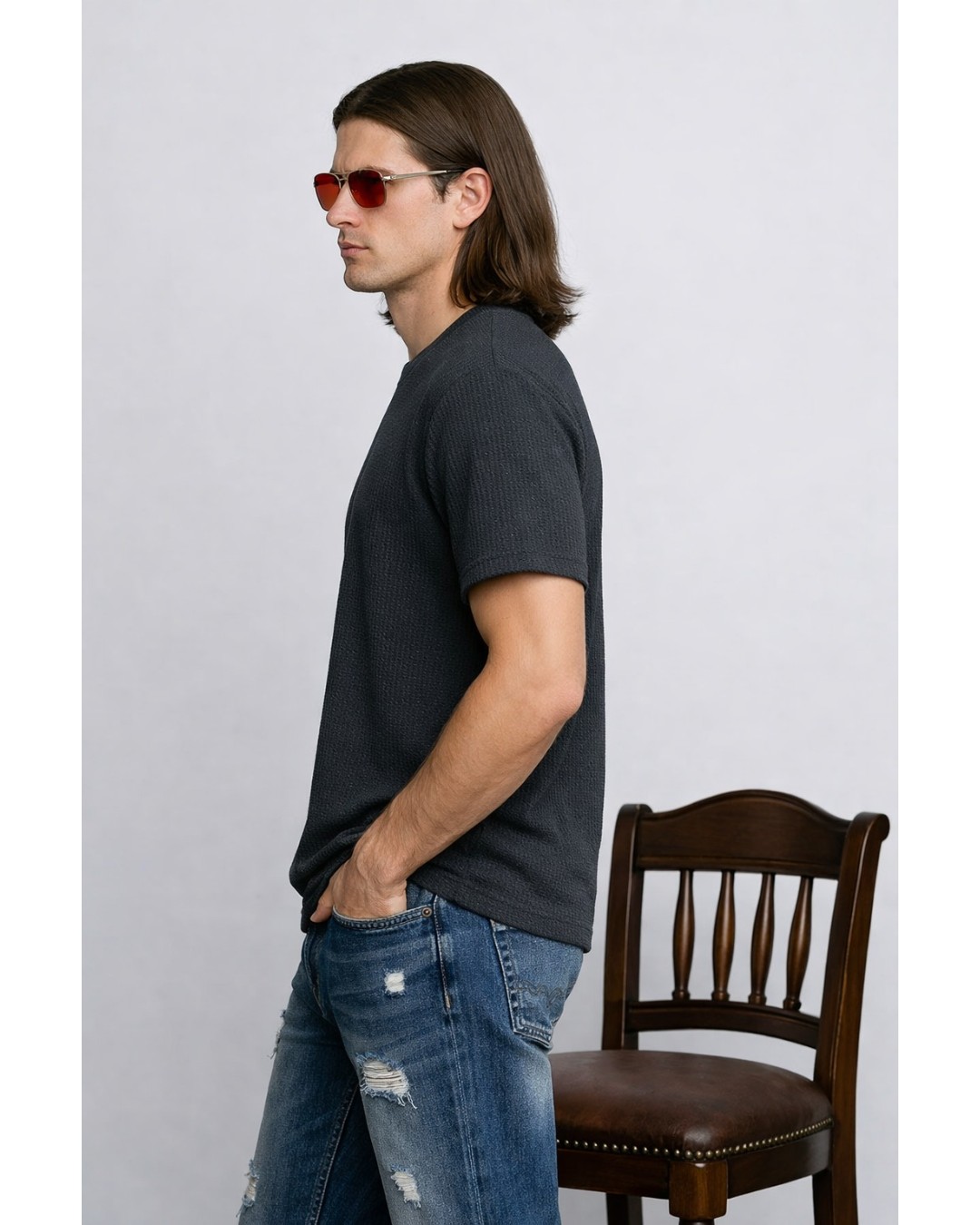 Men’s Textured T-Shirt – Solid Casual Waffle Knit Tee(pack of 1)