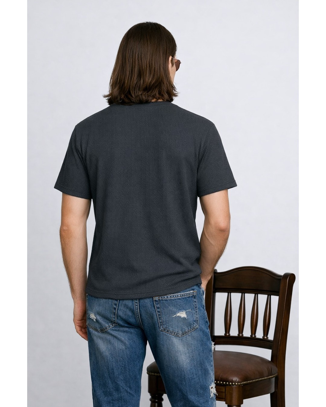 Men’s Textured T-Shirt – Solid Casual Waffle Knit Tee(pack of 1)