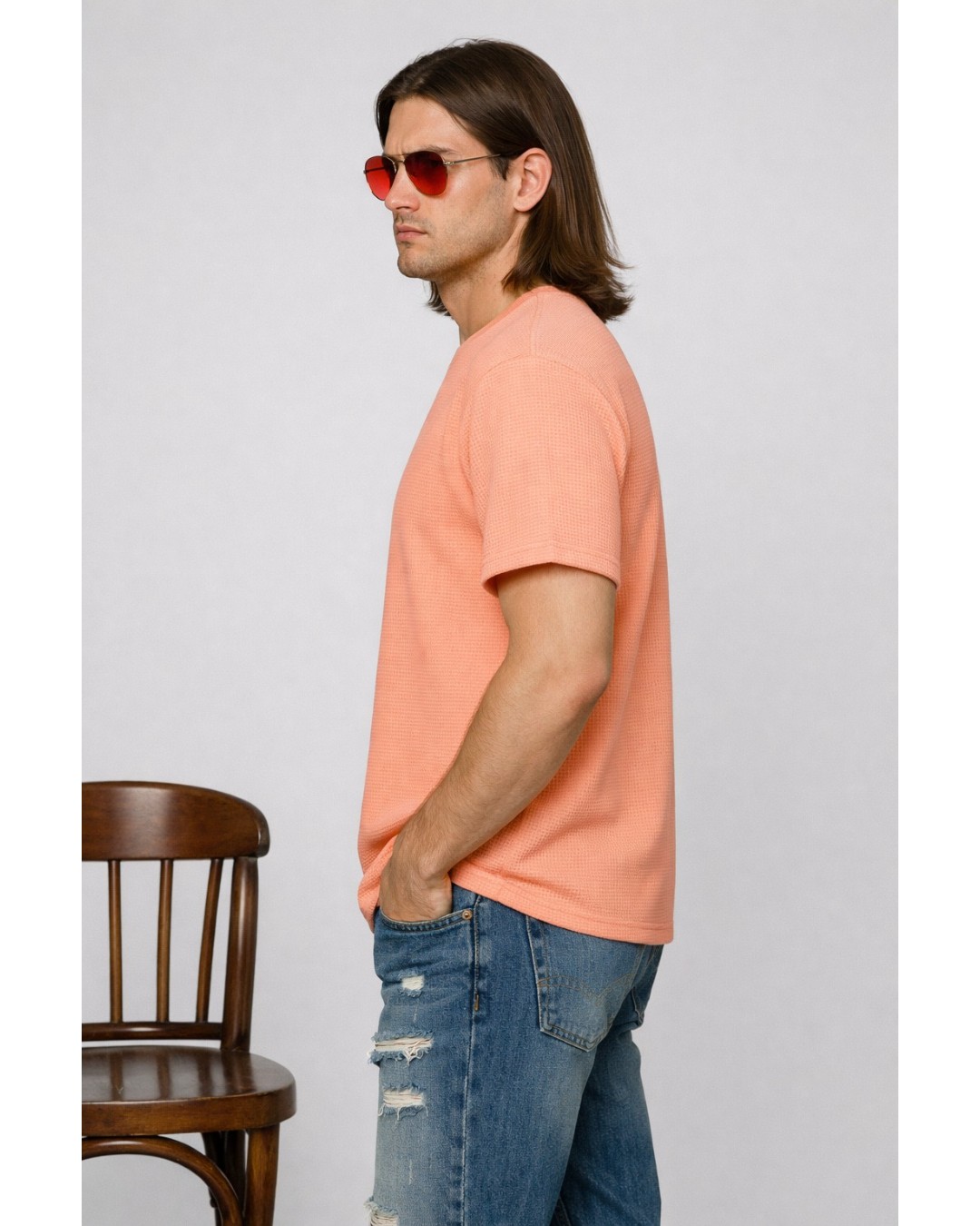 Men’s Textured T-Shirt – Solid Casual Waffle Knit Tee(pack of 1)