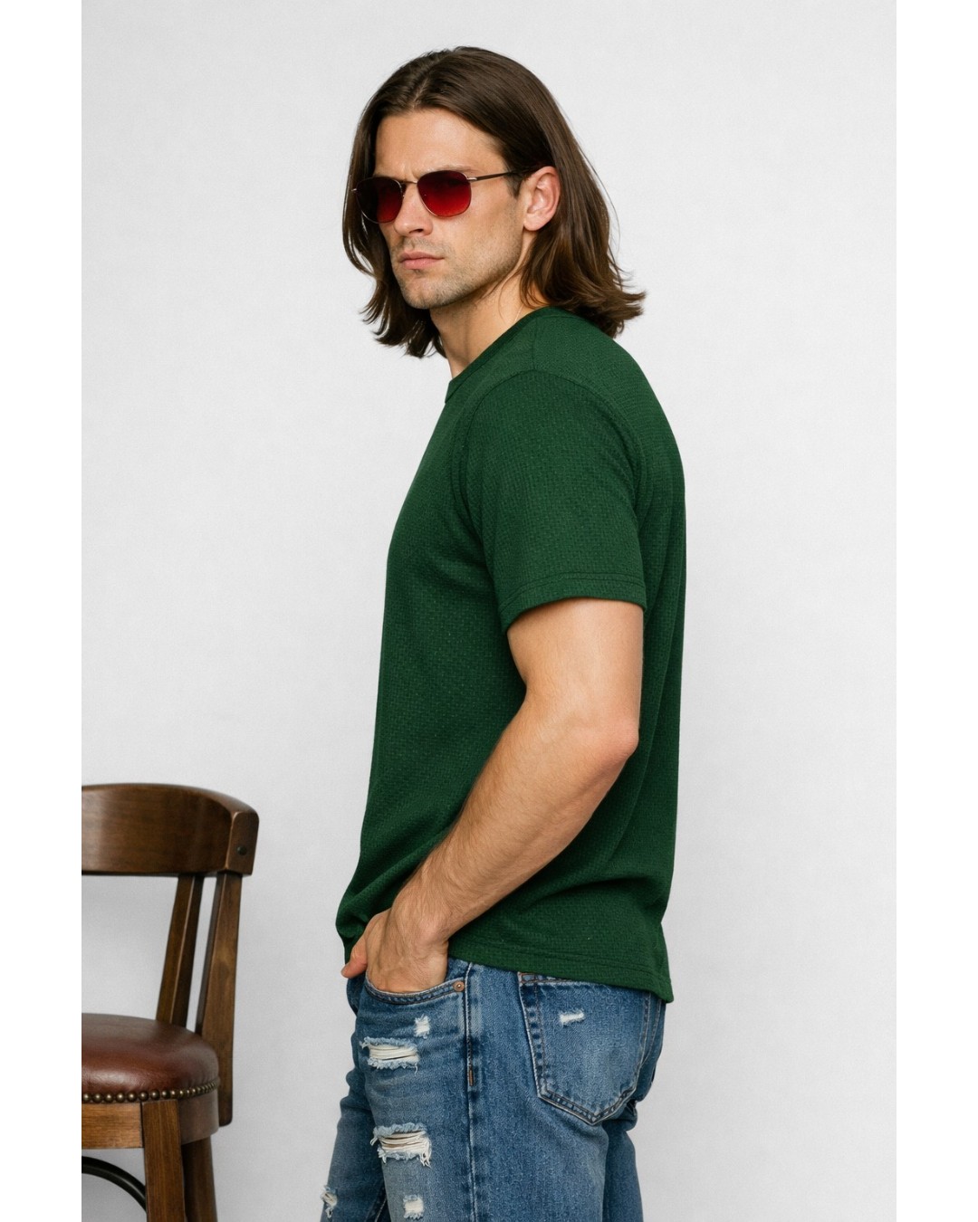 Men’s Textured T-Shirt – Solid Casual Waffle Knit Tee(pack of 1)