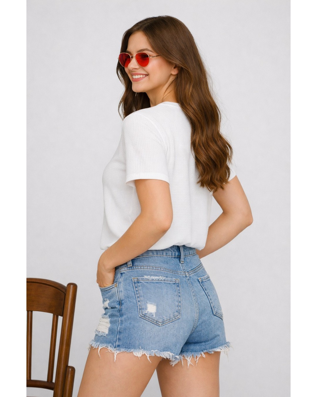 Women’s Textured T-Shirt – Solid Casual Waffle Knit Tee (pack of 1)