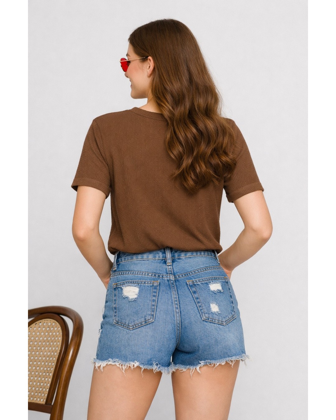 Women’s Textured T-Shirt – Solid Casual Waffle Knit Tee (pack of 1)