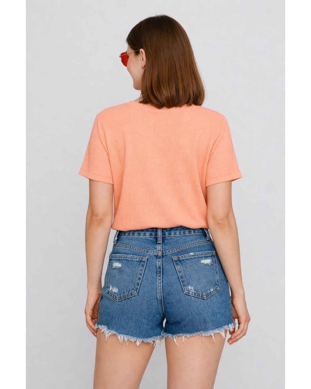 Women’s Textured T-Shirt – Solid Casual Waffle Knit Tee (pack of 1)