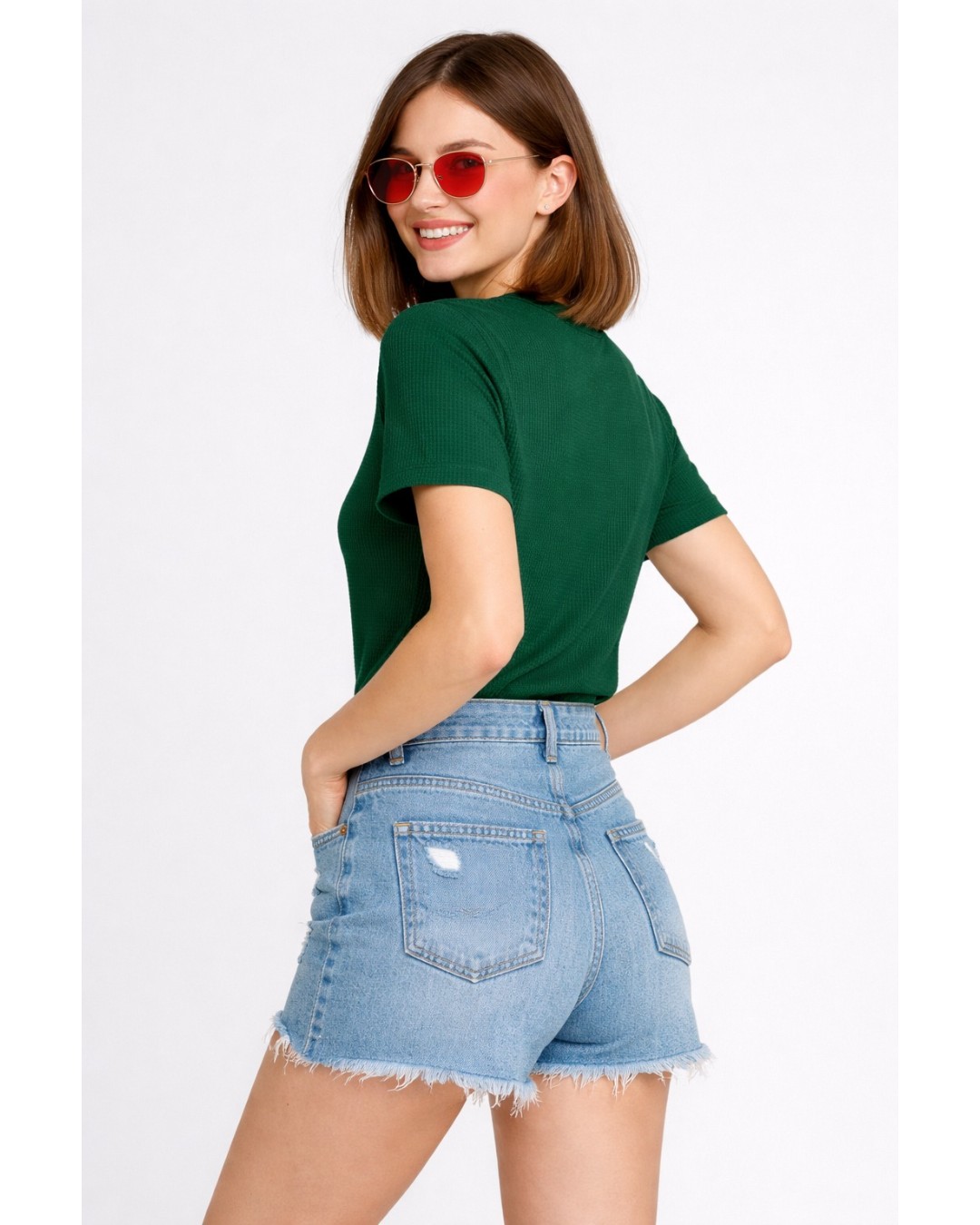 Women’s Textured T-Shirt – Solid Casual Waffle Knit Tee (pack of 1)