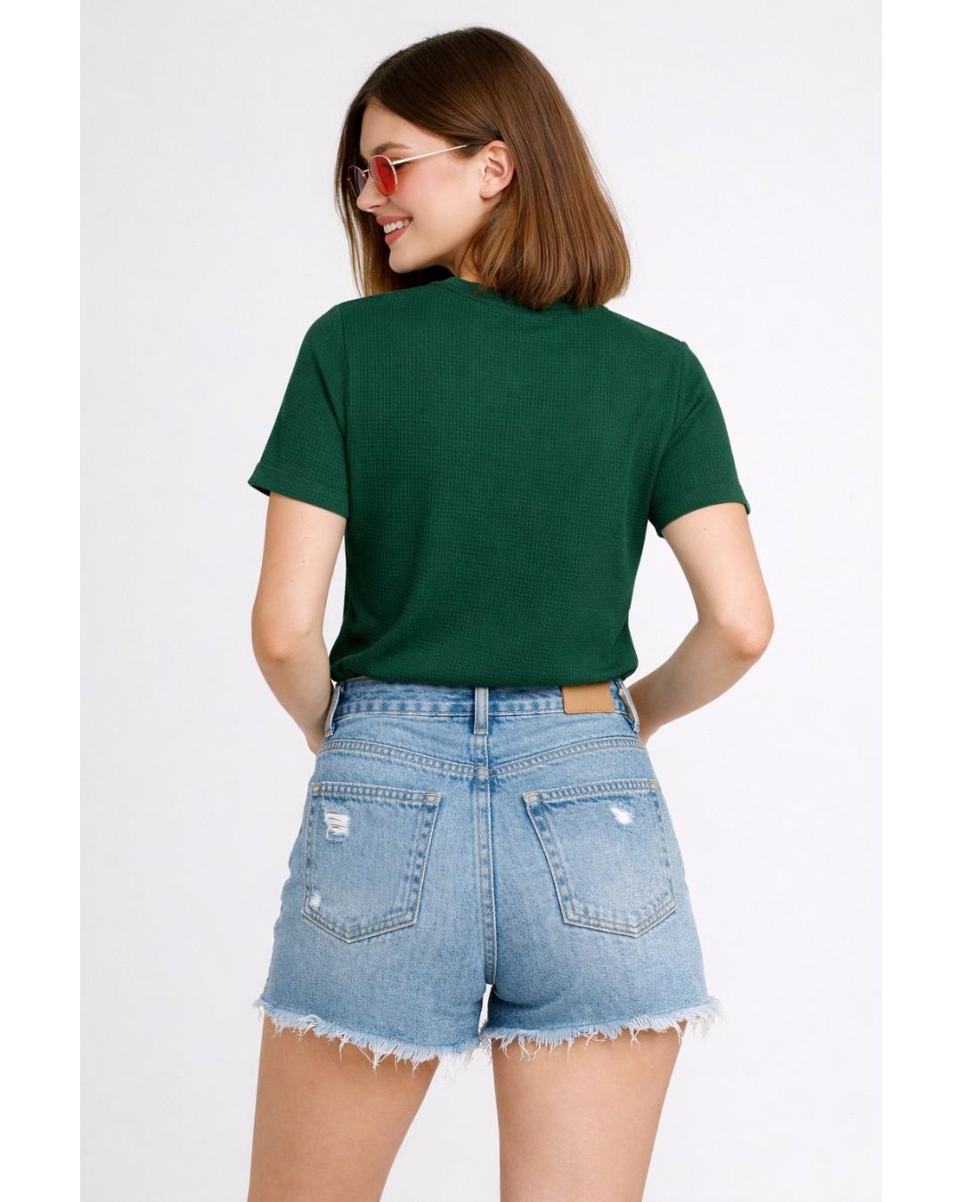 Women’s Textured T-Shirt – Solid Casual Waffle Knit Tee (pack of 1)