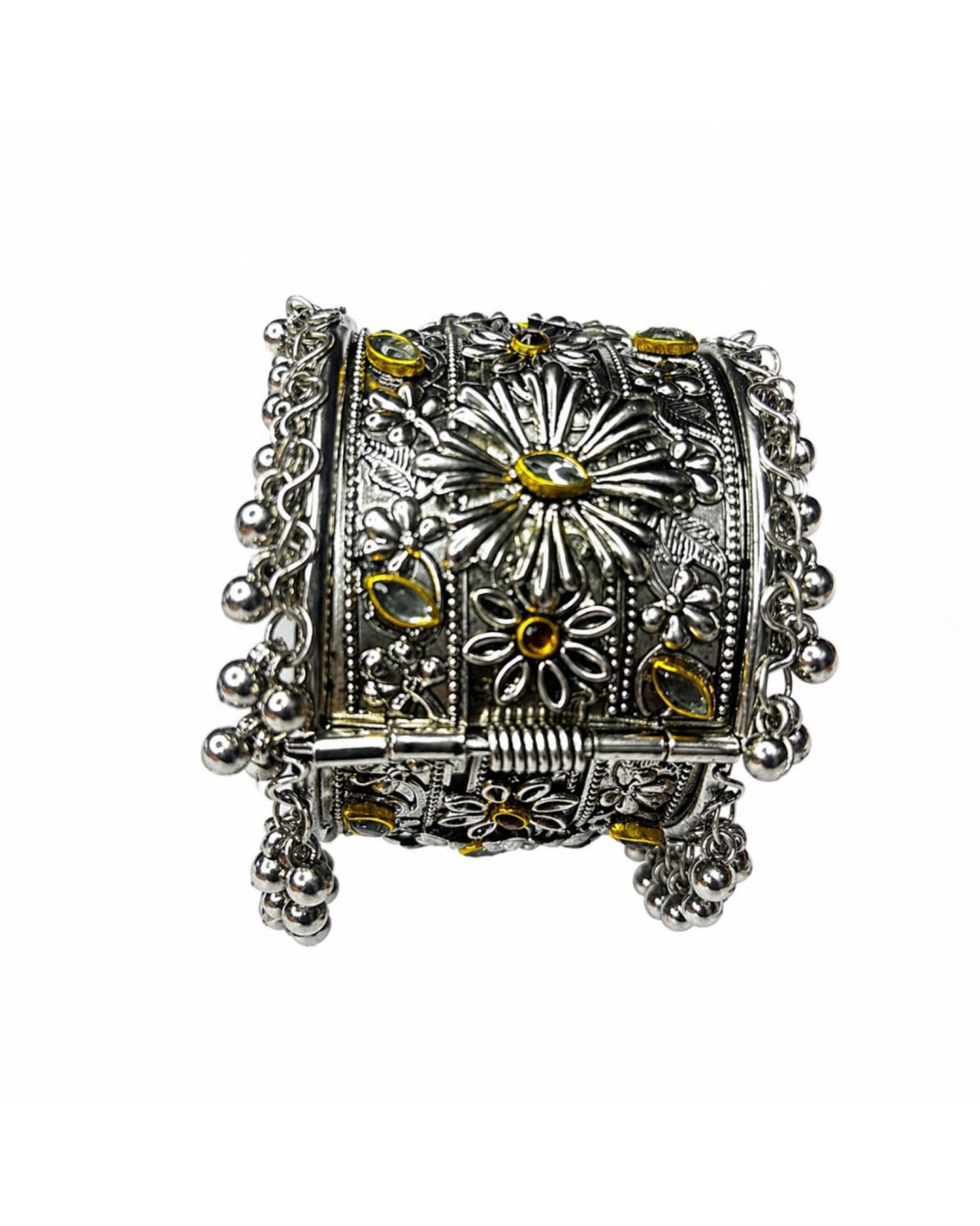Royal Vintage Floral Oxidised Statement Kada Bangle (pack of  one)