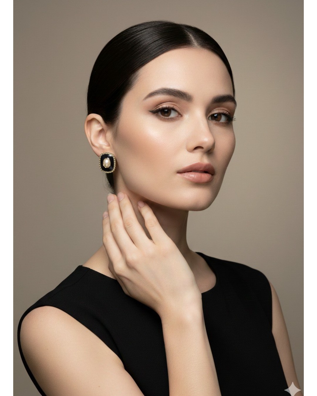 Midnight Pearl Enamel Stud Earrings (Pack of 1)