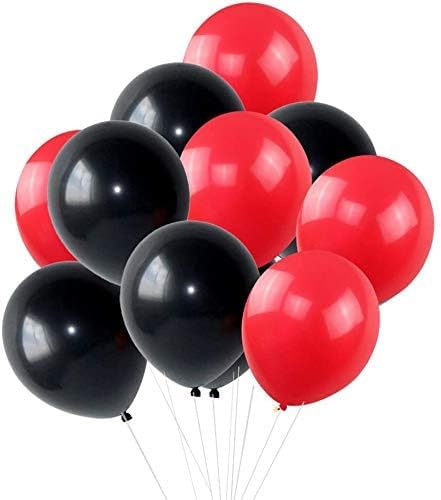 AMG HUB Latex Balloons Pack for Birthday, Party & Event Decoration | Thick Helium & Air Fill Balloons | Matte Finish Celebration Balloons (Red & Black, Pack of 50)