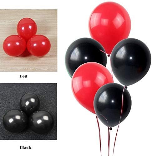 AMG HUB Latex Balloons Pack for Birthday, Party & Event Decoration | Thick Helium & Air Fill Balloons | Matte Finish Celebration Balloons (Red & Black, Pack of 50)