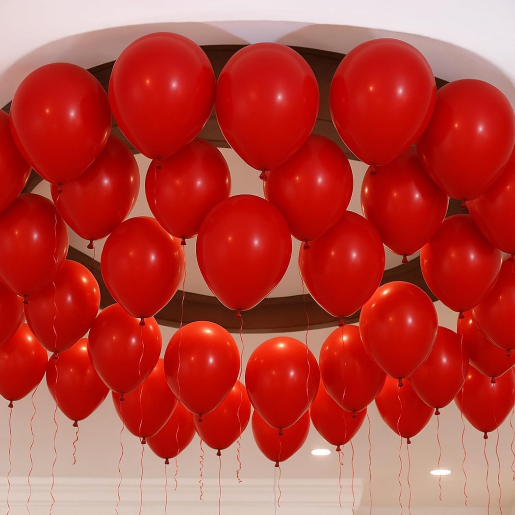 AMG HUB Latex Balloons Pack for Birthday, Party & Event Decoration | Thick Helium & Air Fill Balloons | Matte Finish Celebration Balloons (Red, Pack of 50)