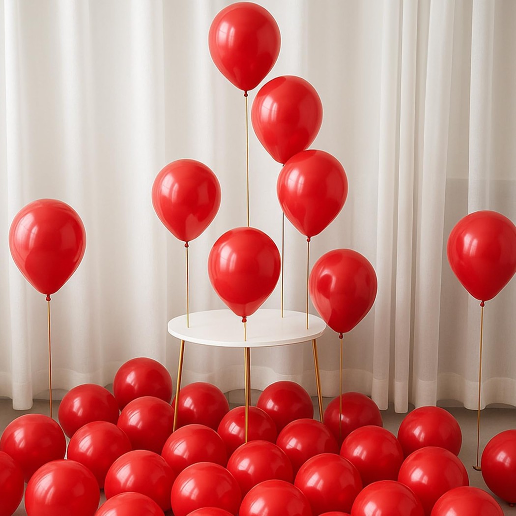 AMG HUB Latex Balloons Pack for Birthday, Party & Event Decoration | Thick Helium & Air Fill Balloons | Matte Finish Celebration Balloons (Red, Pack of 50)
