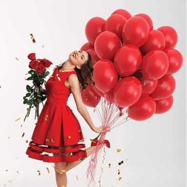 AMG HUB Latex Balloons Pack for Birthday, Party & Event Decoration | Thick Helium & Air Fill Balloons | Matte Finish Celebration Balloons (Red, Pack of 50)
