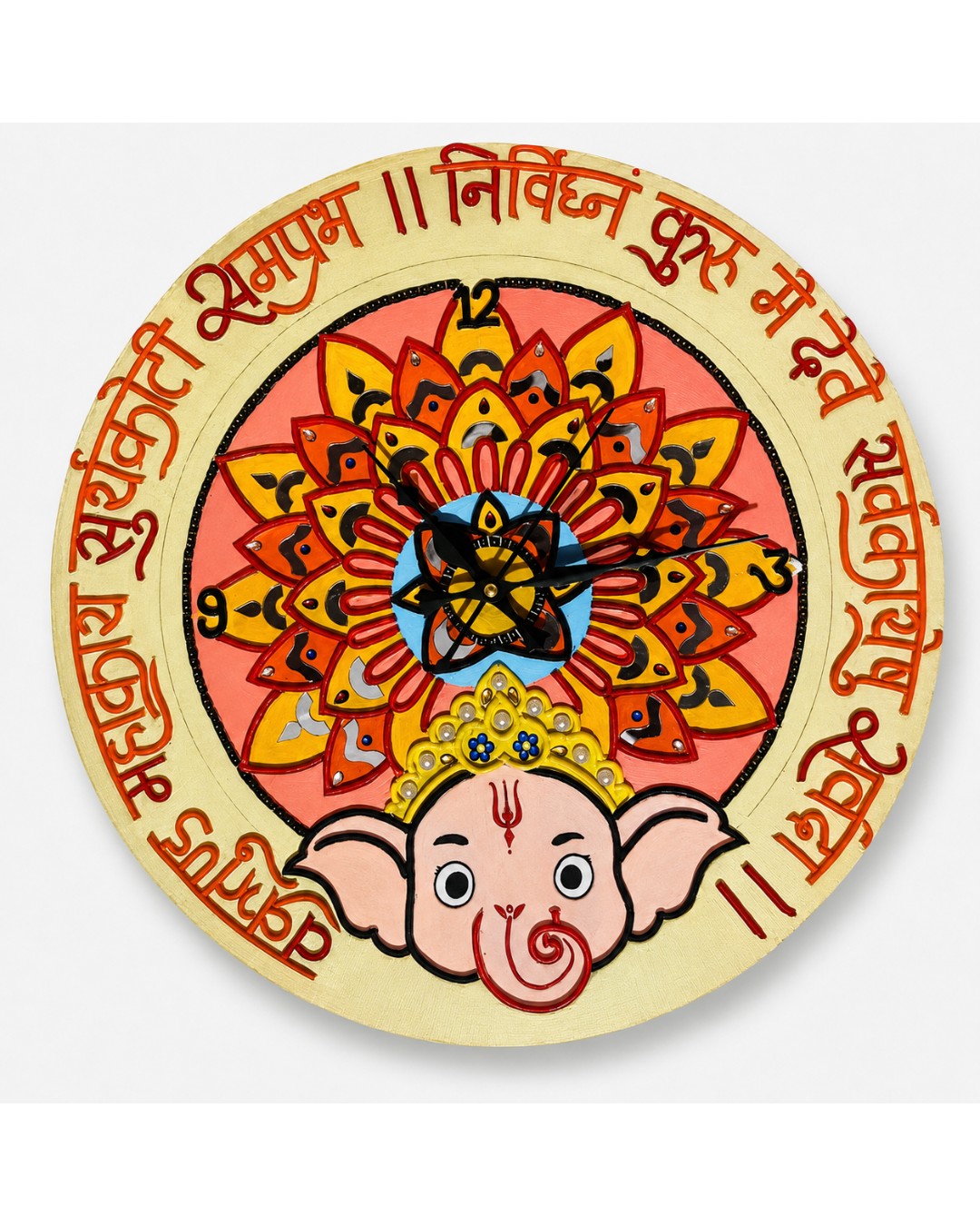 Traditional Mandala Ganpati Wall Clock with Premium Finish (Pack of 1)