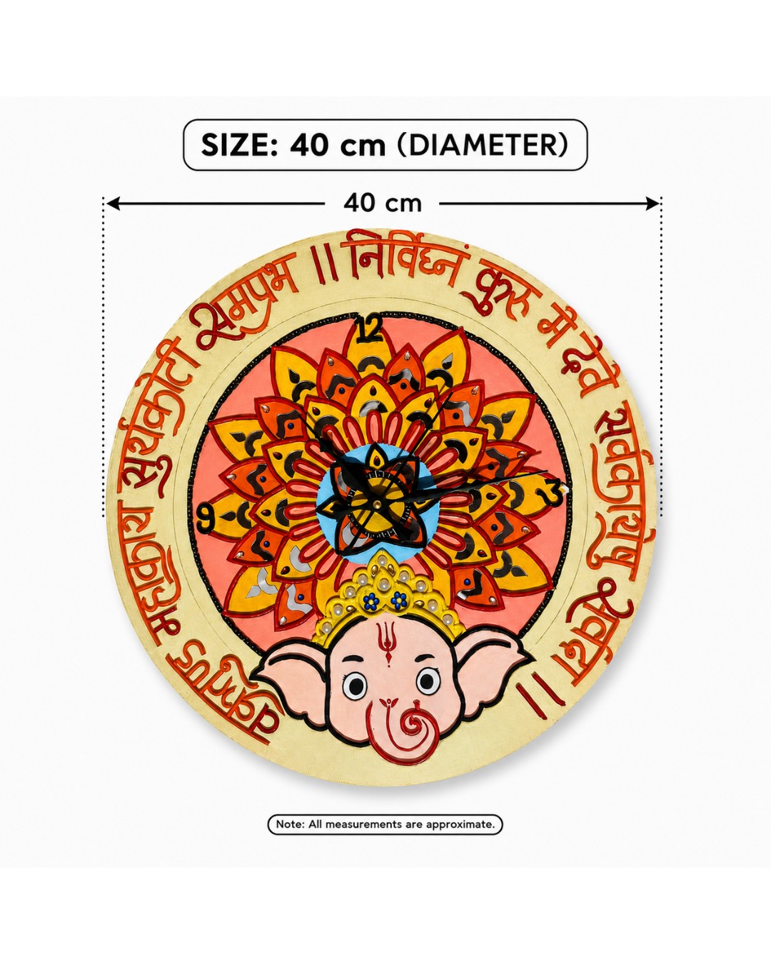 Traditional Mandala Ganpati Wall Clock with Premium Finish (Pack of 1)