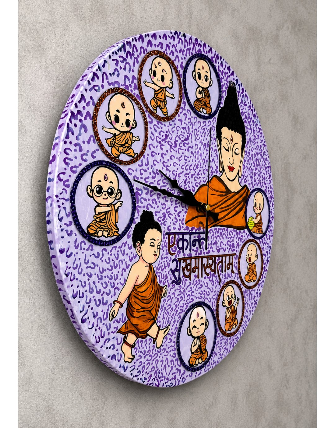 Spiritual Buddha Theme Wall Clock – Modern Artistic 40 CM Home Decor (Pack of 1)