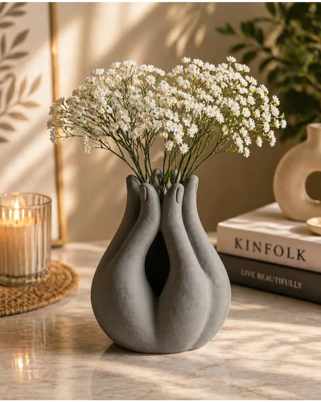 Abstract Hand Vase - Modern Artistic Flower Vase (Pack of 1)