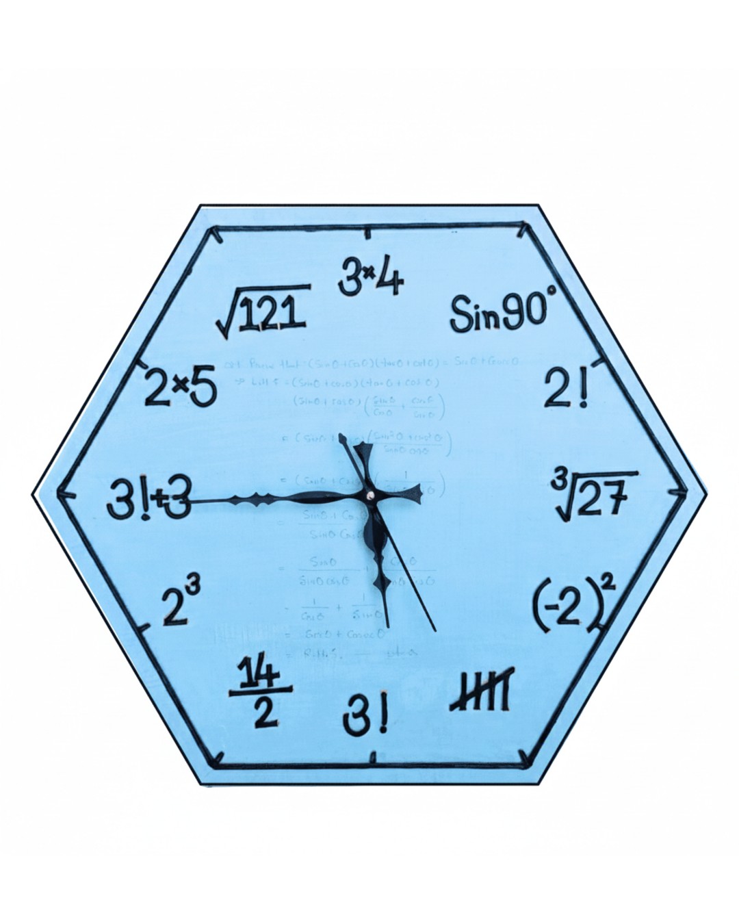 Handmade Math Formula Wall Clock – 40 cm Educational Designer Wall Clock for Study Room & Home Décor