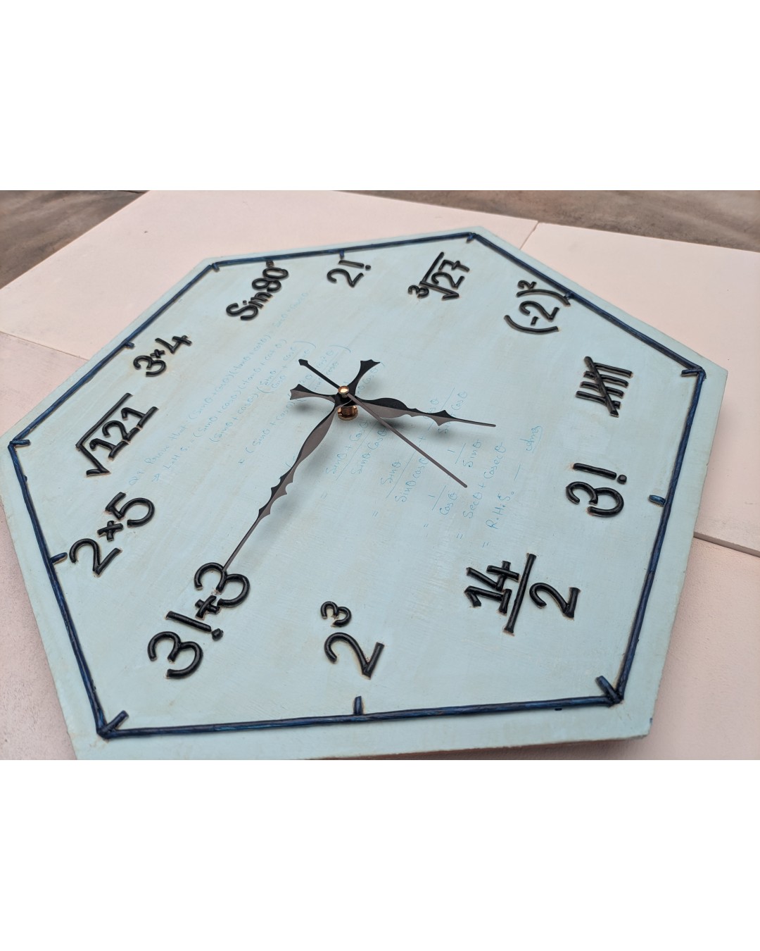 Handmade Math Formula Wall Clock – 40 cm Educational Designer Wall Clock for Study Room & Home Décor