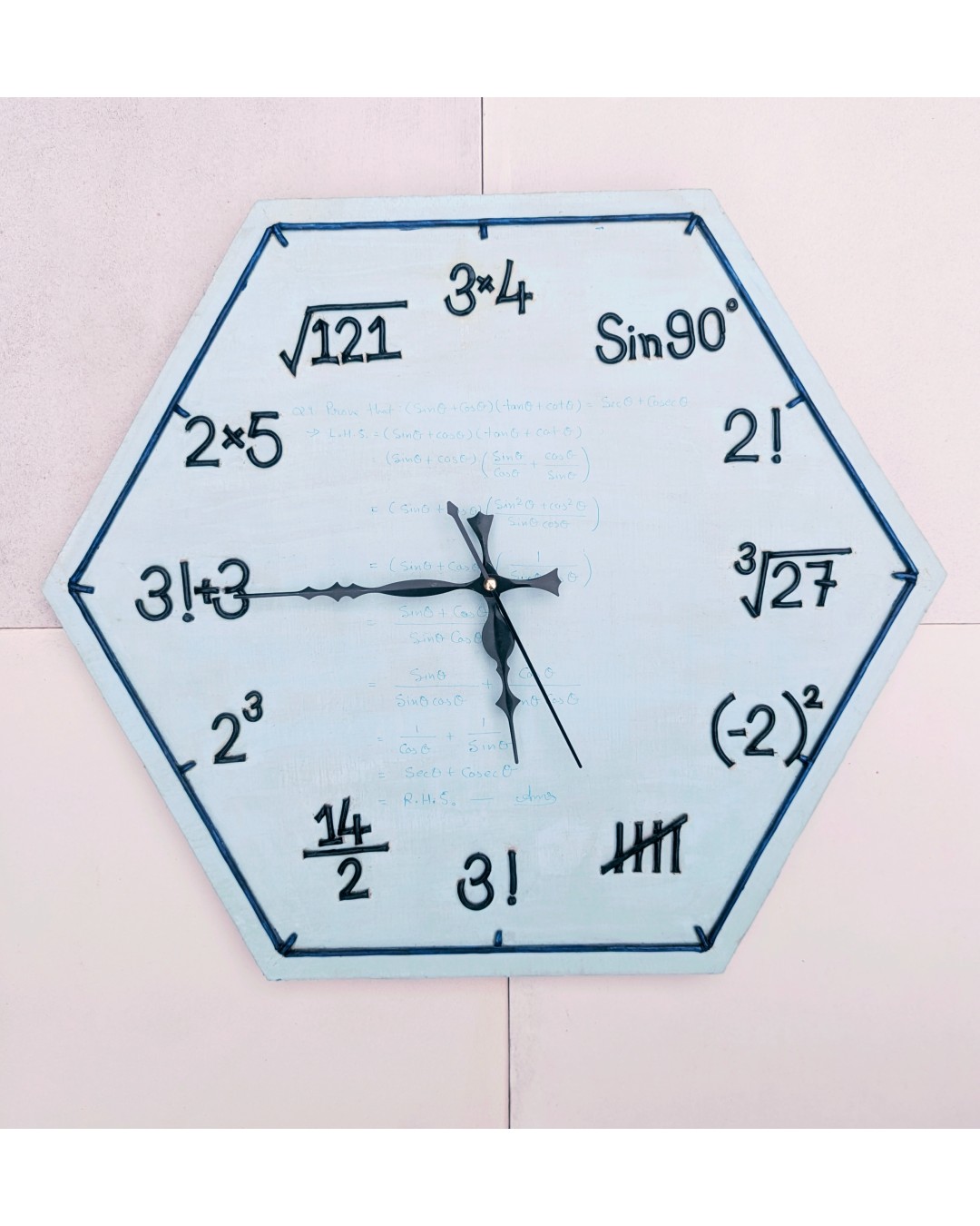 Handmade Math Formula Wall Clock – 40 cm Educational Designer Wall Clock for Study Room & Home Décor