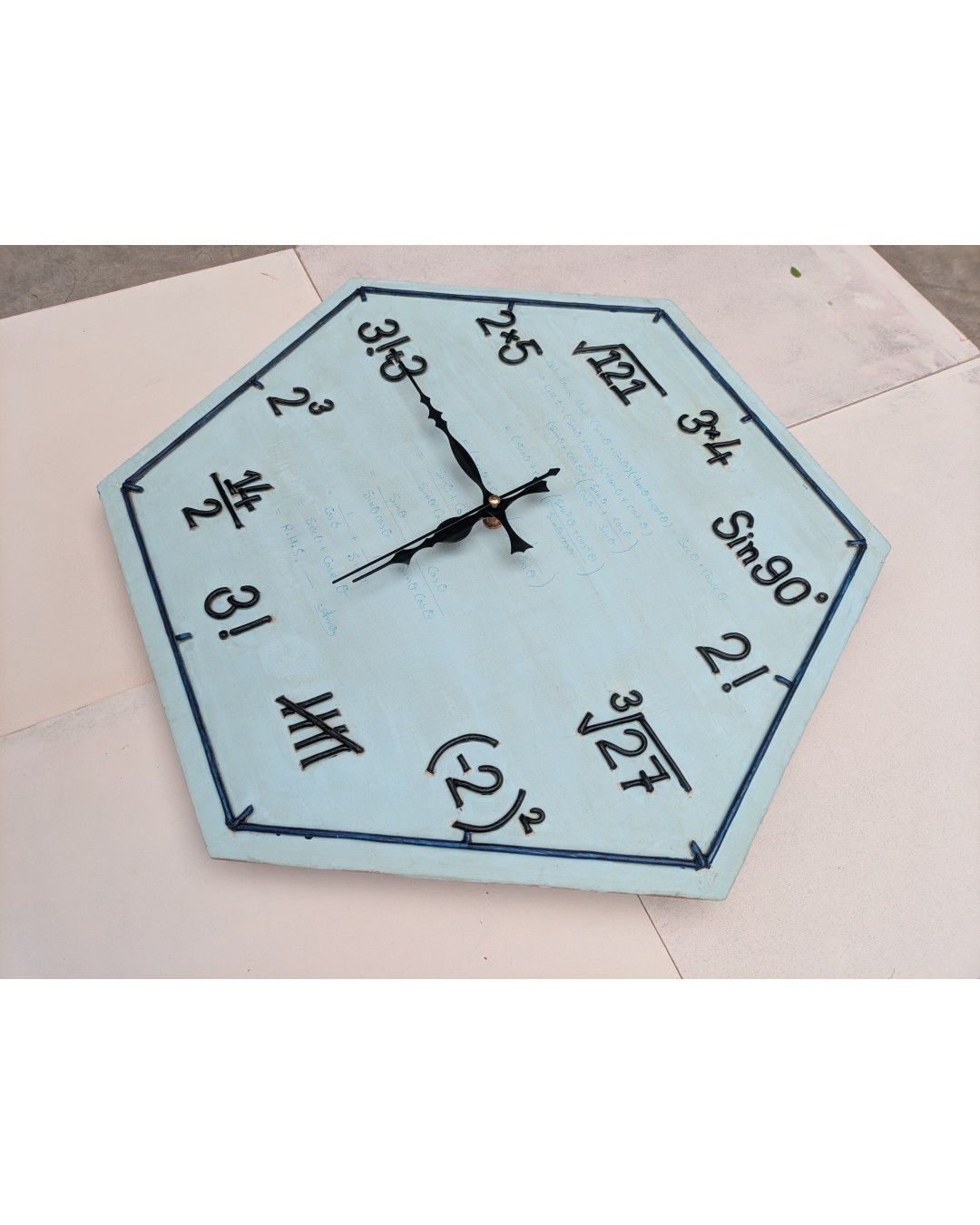 Handmade Math Formula Wall Clock – 40 cm Educational Designer Wall Clock for Study Room & Home Décor