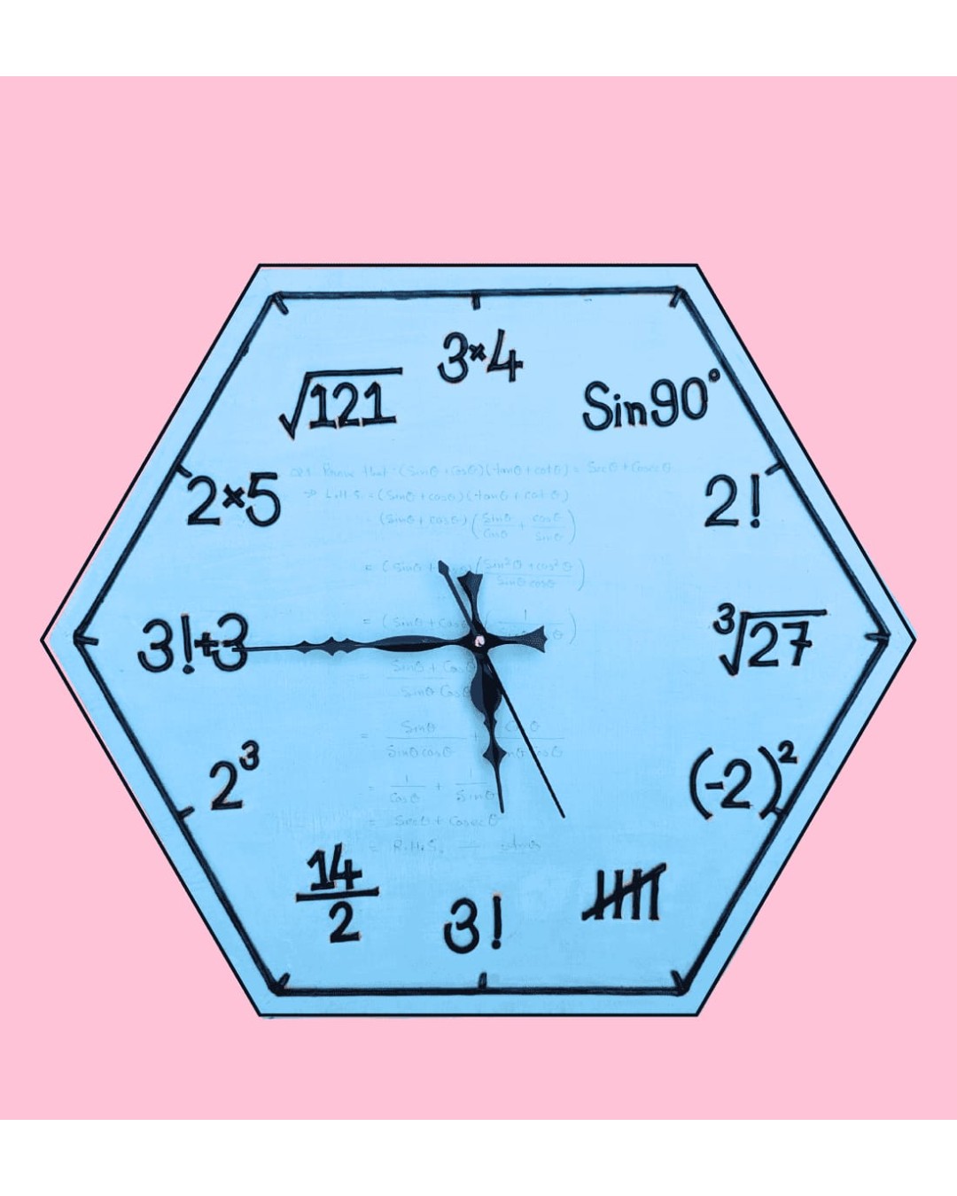 Handmade Math Formula Wall Clock – 40 cm Educational Designer Wall Clock for Study Room & Home Décor