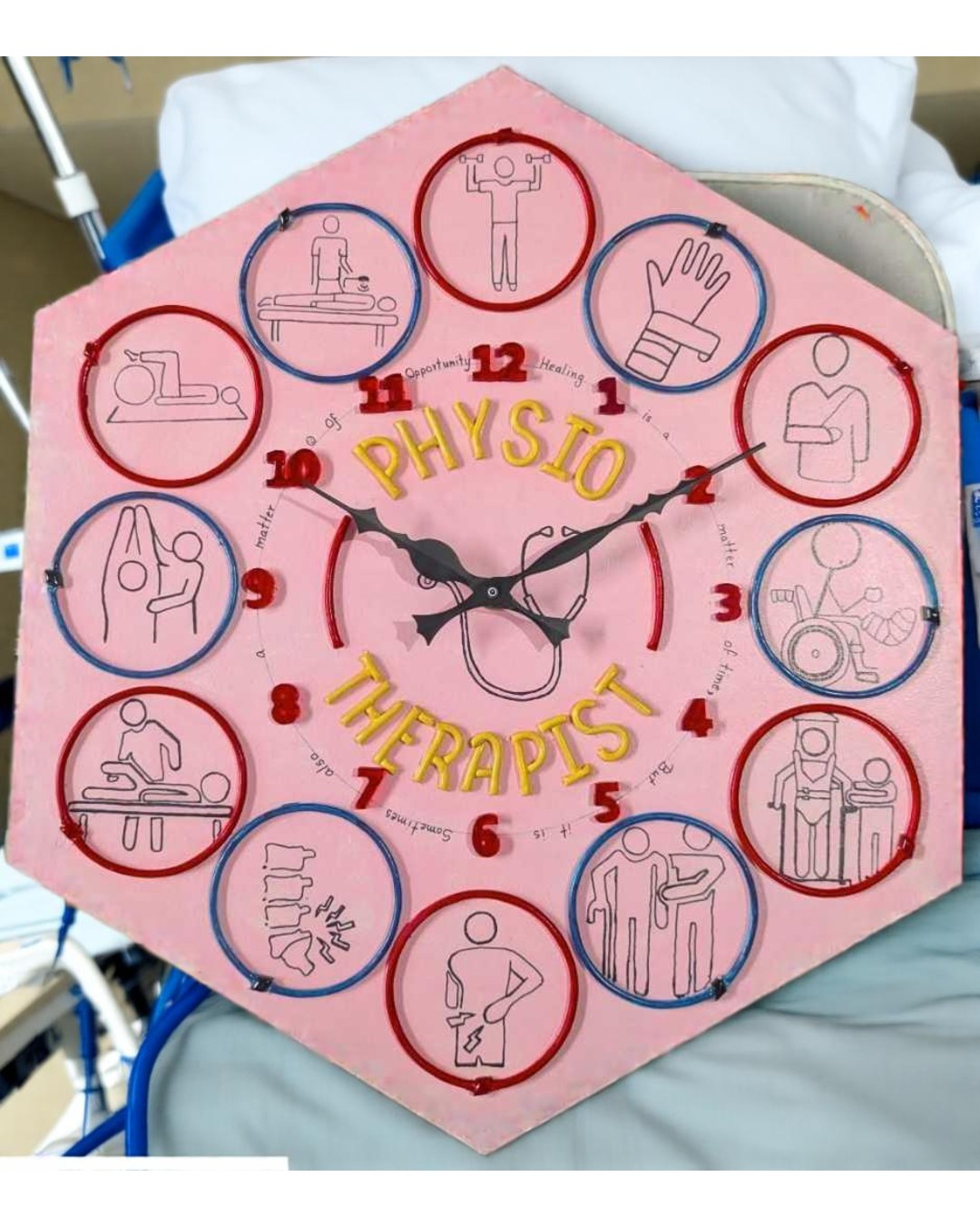 Handmade Physio Therapy Wall Clock – 40 cm Decorative Physiotherapist Theme Wall Décor Clock
