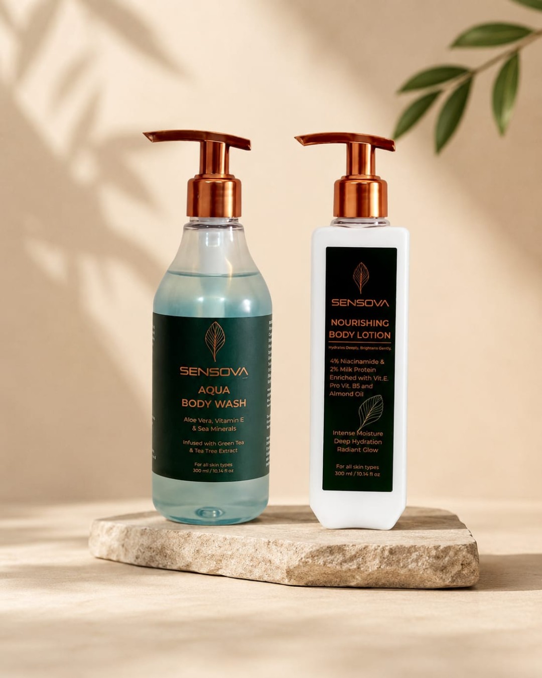 Sensova Aqua Body Care Combo Pack – Aqua Body Wash & Nourishing Body Lotion