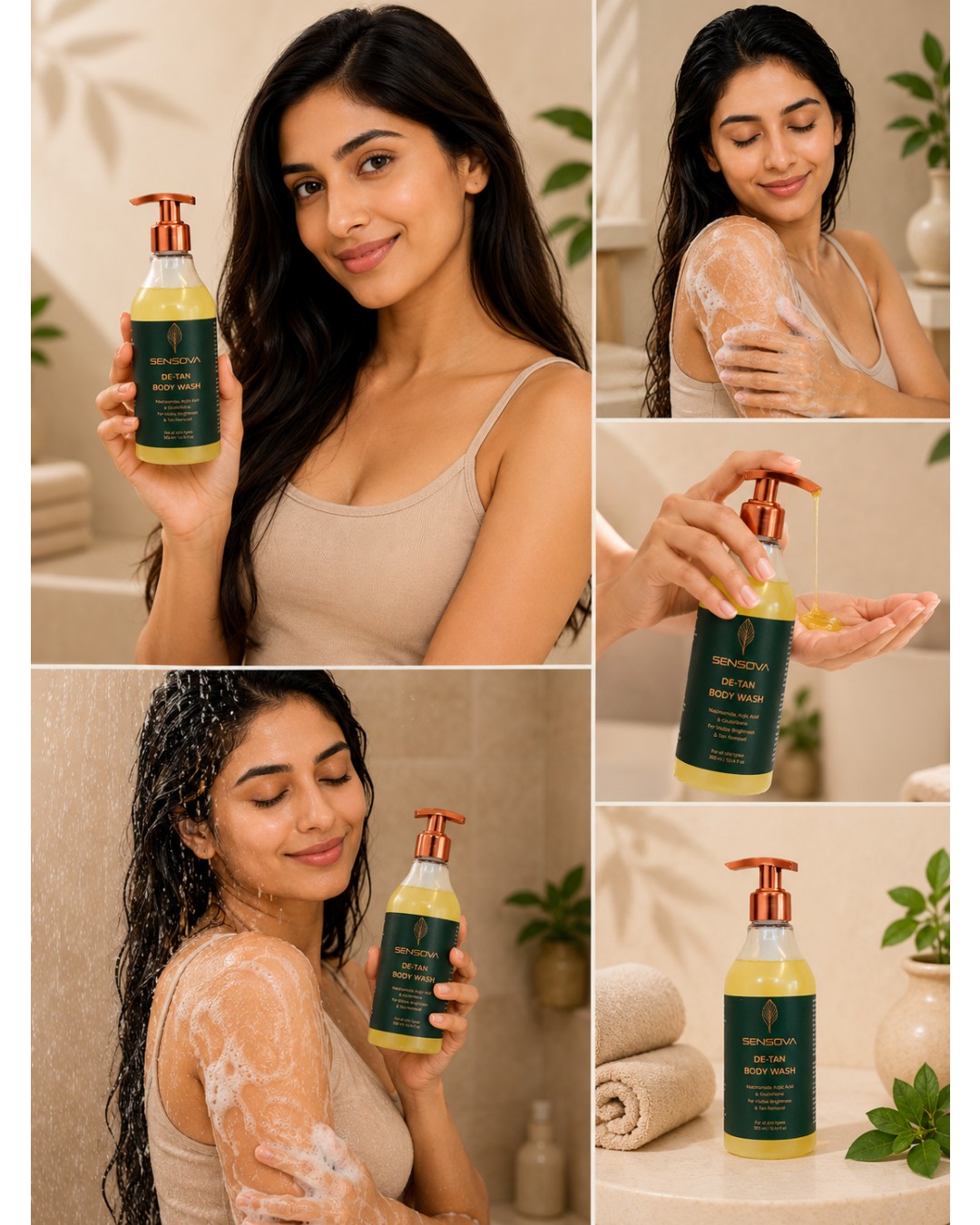 Sensova De-Tan Body Wash with Niacinamide, Kojic Acid & Glutathione (Pack of 1)