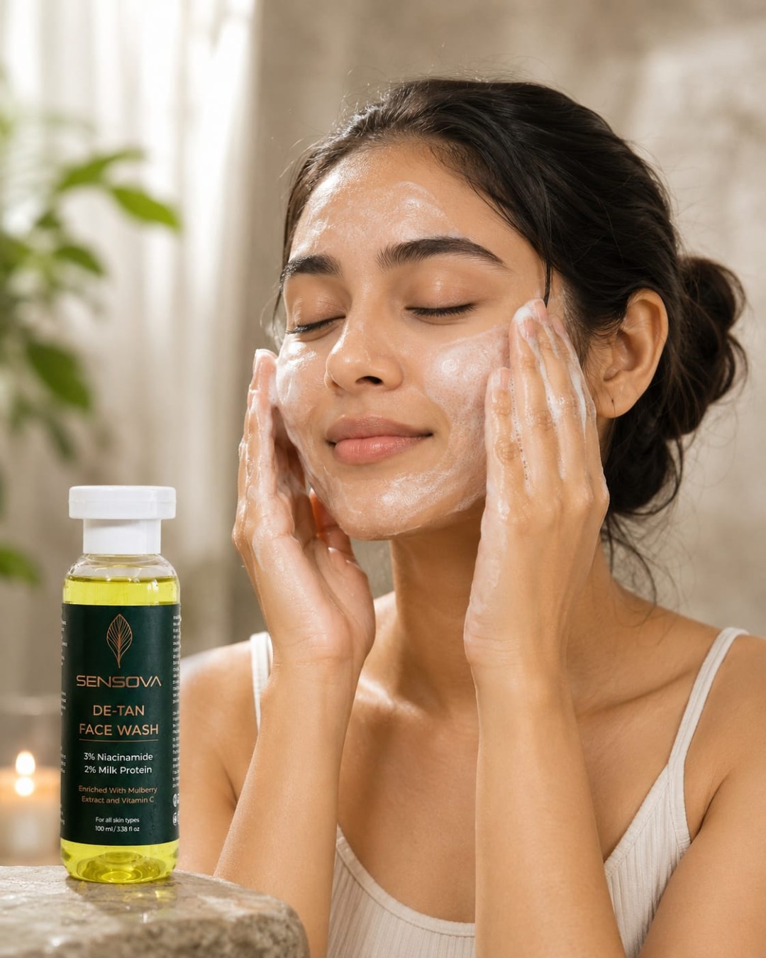 Sensova De-Tan Face Wash with Niacinamide, Milk Protein & Vitamin C (Pack of 1)