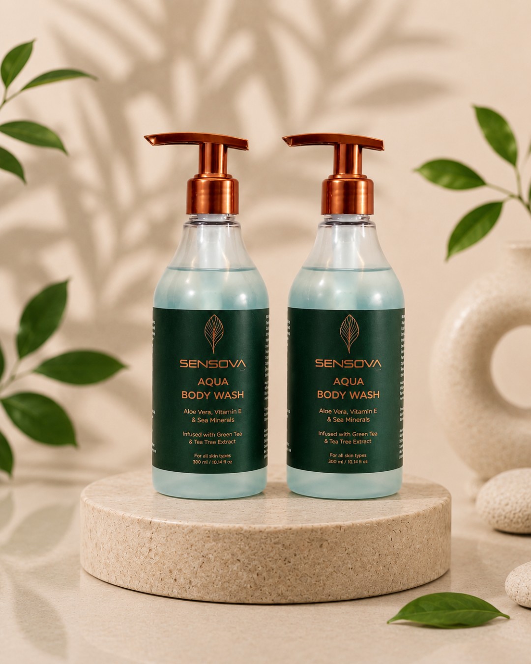 Sensova Aqua Body Wash Twin Pack with Aloe Vera, Vitamin E & Sea Minerals (Pack of 2)