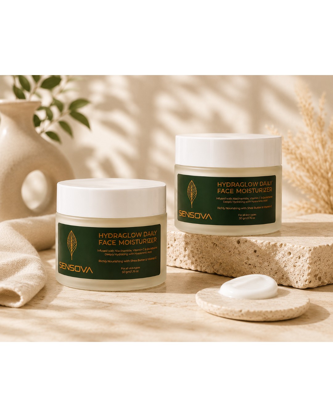 SENSOVA Hydraglow Daily Face Moisturizer 50g (Pack Of 2)