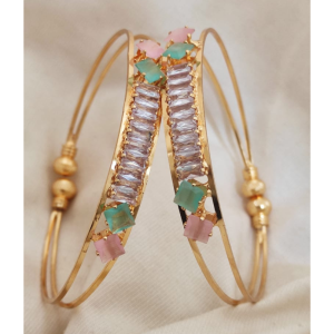 Pastel Bloom Gold-Plated Designer Bangles for Women (Set of 2)