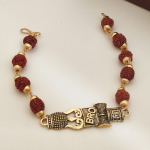 Divine Bro Text Rudraksha Bracelets with Sacred Motifs (Pack of 1)