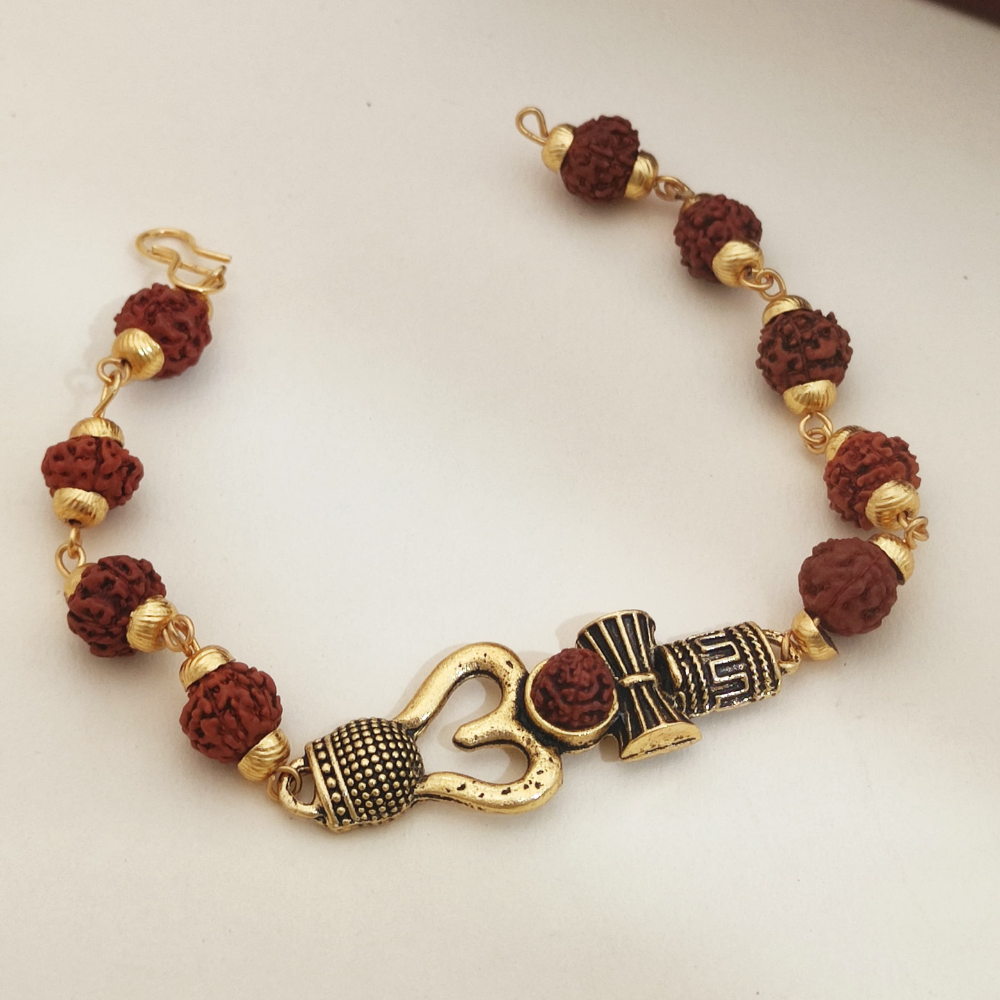 Divine Trishul & Damru Rudraksha Bracelets with Sacred Motifs (Pack of 1)